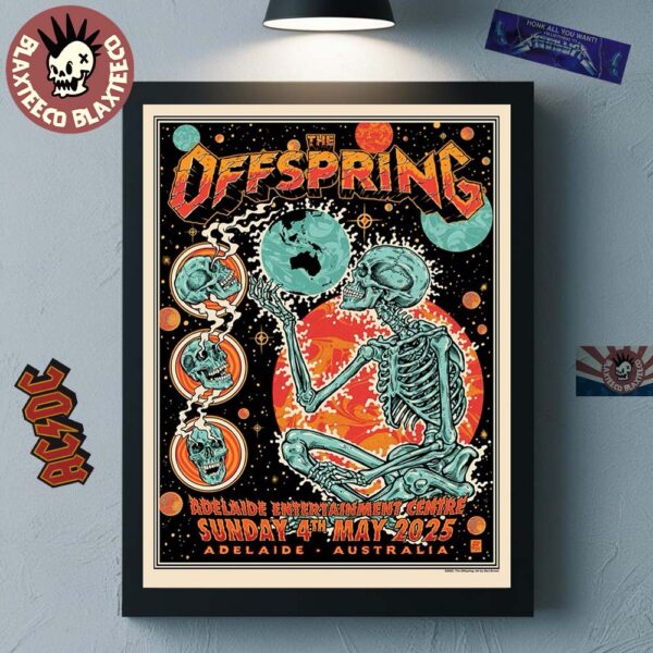 The Offspring Poster For Supercharged Worldwide In 25 Australia Tour In Adelaide At Adelaide Entertainment Centre On May 4 2025 Home Decor Poster Canvas