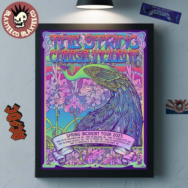 The String Cheese Incident Spring Incident Tour 2025 Limited Edition Poster The Peacock Art With Tour Dates Schedule Home Decor Poster Canvas