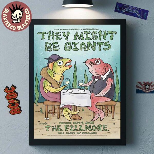 They Might Be Giants Gig Poster For The Fillmore At 1805 Geary At Fillmore On May 9 2025 Fishes Having Dinner Art Wall Decor Poster Canvas