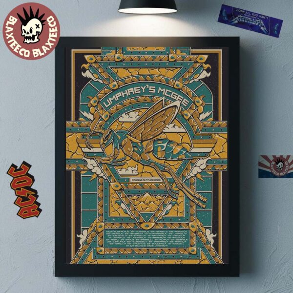 Umphrey’s McGee Cruising Altitude Leg 2 2025 Tour dates The Bee Artwork With Schedule Tour Dates Home Decor Poster Canvas