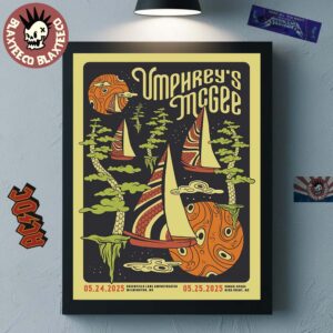 Umphrey’s McGee North Carolina 2025 Shows Poster In Wilmington At Greenfield Lake Amphitheater On May 24 2025 And High Point At Cohab Spade On May 25 2025 Naughtycal Spaceships Art Poster Canvas