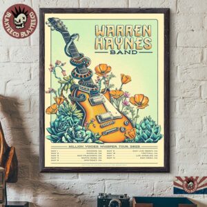 Warren Haynes Band Million Voices Whisper Tour 2025 Garter Snake Wrapped Around A Gibson Guitar Les Paul With Tour Dates Home Decor Poster Canvas