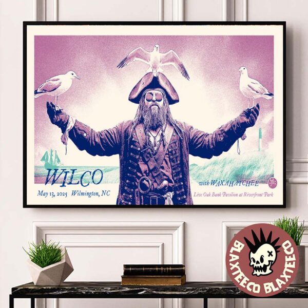 Wilco Live At Oak Band Pavilion At Riverfront Park In Wilmington NC On May 13 2025 The Pirate Artwork Poster Canvas For Home Decor