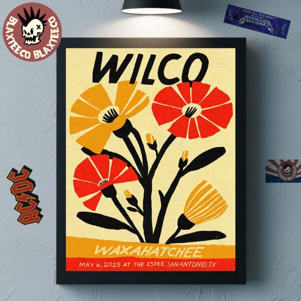 Wilco Poster For Show In San Antonio Texas At The Espee On May 6 2025 Floral Artwork Home Decor Poster Canvas