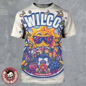 Wilco South American Tour 2025 Gig Poster For Sao Paulo Brazil Uruguay Argentina And Chile The Sun Artwork All Over Print Shirt