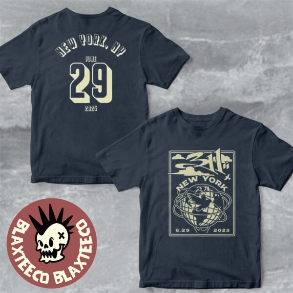 311 Band New York 2025 Event Tee For NYC At The Rooftop At Pier 17 On June 29 2025 Charcoal Two Sided T-Shirt