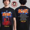 ACDC PWR Up Europe 2025 Tour Angus Horns With Tour Dates Two Sided T-Shirt