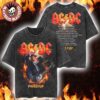 ACDC PWR Up Europe 2025 Tour Merch Angus Electric Photo With Tour Dates Washed T-Shirt