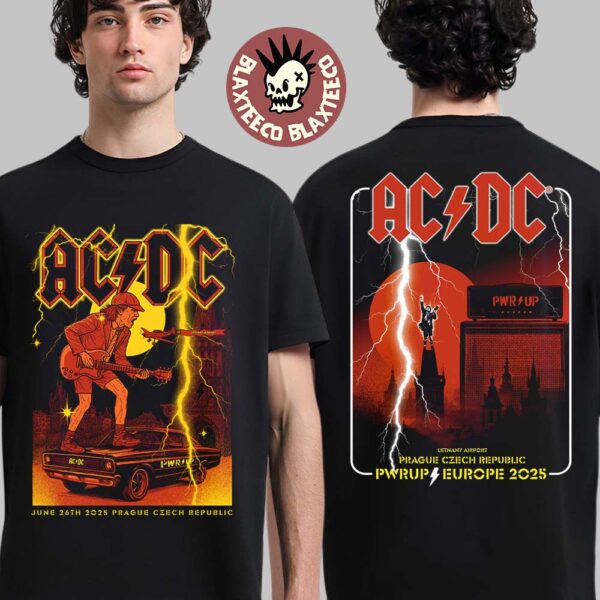 ACDC PWR Up Europe 2025 Tour In Prague Czech Republic At Letnany Airport On June 26 2025 Two Sided T-Shirt