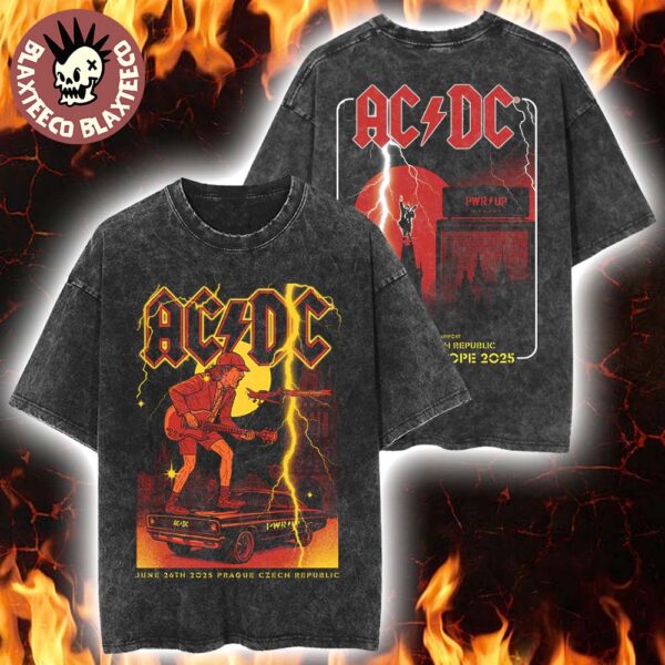 ACDC PWR Up Europe 2025 Tour In Prague Czech Republic At Letnany Airport On June 26 2025 Washed T-Shirt