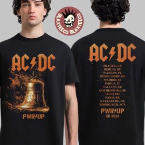 ACDC PWR Up Europe 2025 Tour Merch Hells Bells Lightning With Tour Dates T-Shirt