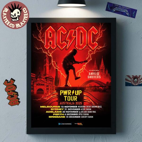 ACDC PWR Up Tour Australia 2025 Dates List Home Decor Poster Canvas