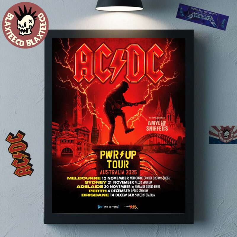 ACDC PWR Up Tour Australia 2025 Dates List Home Decor Poster Canvas