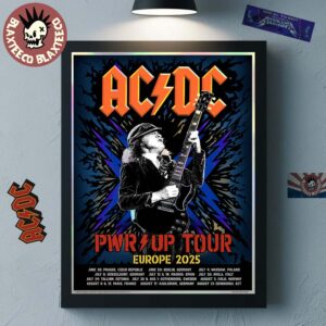 ACDC PWR Up Tour Europe 2025 Official Tour Dates Angus Young Thunder Art Home Decor Poster Canvas