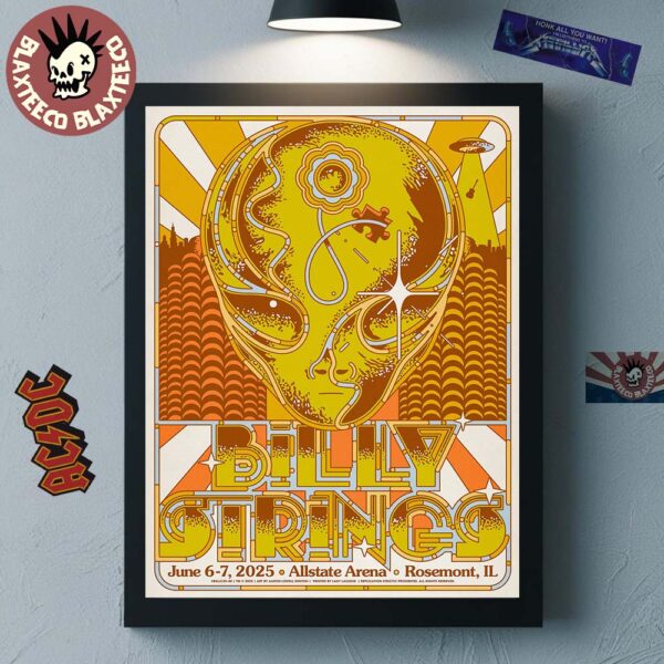 Billy Strings Rosemont Illinois 2025 Concert Poster At Allstate Arena On June 6 And 7 2025 Home Decor Poster Canvas