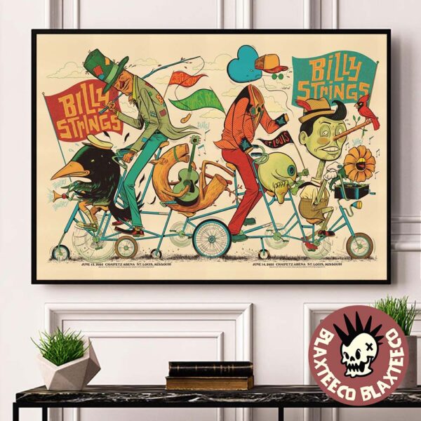 Billy Strings St Louis Missouri 2025 Night 1 And 2 Combined Gig Poster At Chaifetz Arena On June 13 And 14 2025 Tour Landscape Poster Canvas