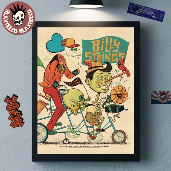Billy Strings St Louis Missouri 2025 Night 2 Gig Poster At Chaifetz Arena On June 14 2025 Tour Home Decor Poster Canvas