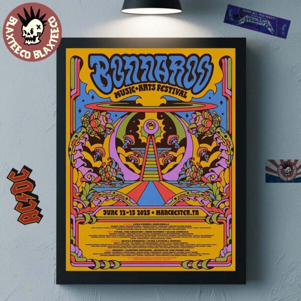 Bonnaroo Music And Arts Festival 2025 In Manchester Tennessee On June 12-15 2025 Commemorative Posters Full Lineup Home Decor Poster Canvas