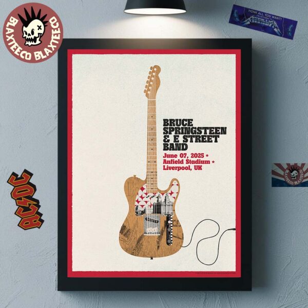 Bruce Springsteen And E Street Band Liverpool UK 2025 Night 2 Poster At Anfield Stadium On June 7 2025 On Tour Home Decor Poster Canvas