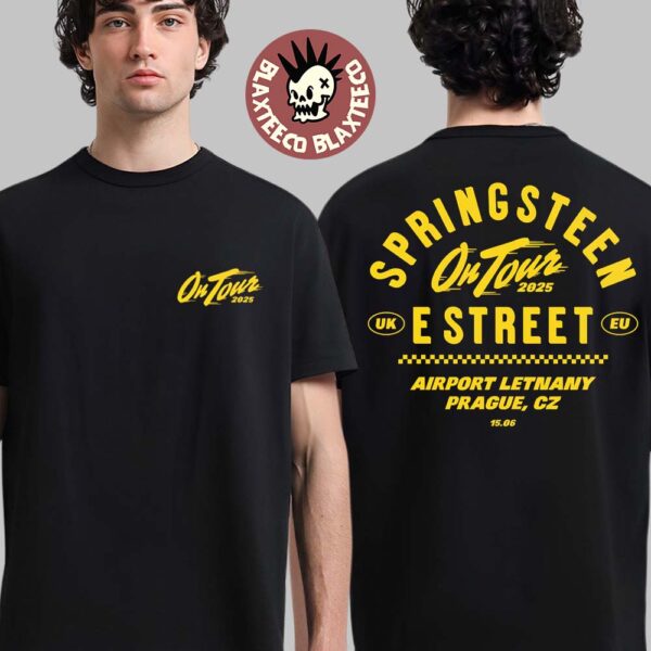 Bruce Springsteen And E Street Band On Tour 2025 In Prague Czech Republic At Airport Letnany On June 15 2025 Two Sided Unisex T-Shirt