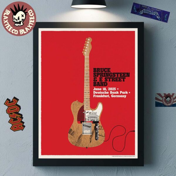 Bruce Springsteen And E Street Band World Tour 2025 Frankfurt Germany Gig Poster At Deutsche Bank Park On June 18 2025 Home Decor Poster Canvas