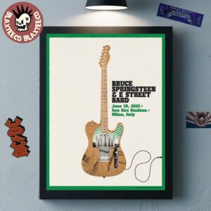 Bruce Springsteen and E Street Band Milan Italy 2025 Night 1 Tour Poster At San Siro Stadium On June 30 2025 Home Decor Poster Canvas