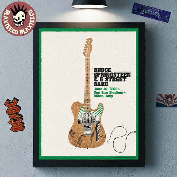 Bruce Springsteen and E Street Band Milan Italy 2025 Night 1 Tour Poster At San Siro Stadium On June 30 2025 Home Decor Poster Canvas