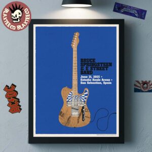 Bruce Springsteen and E Street Band San Sebastian Spain 2025 Tour Poster At Estadio Reale Arena On June 21 2025 Home Decor Poster Canvas