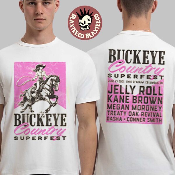 Buckeye Country Superfest 2025 Rodeo Girl Cowboy With Lineup Merch Two Sided T-Shirt