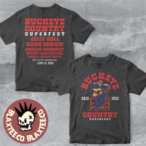 Buckeyes Country Superfest 2025 Columbus Ohio Merch Tee Skeleton Playing Guitar With Lineup Two Sided T-Shirt