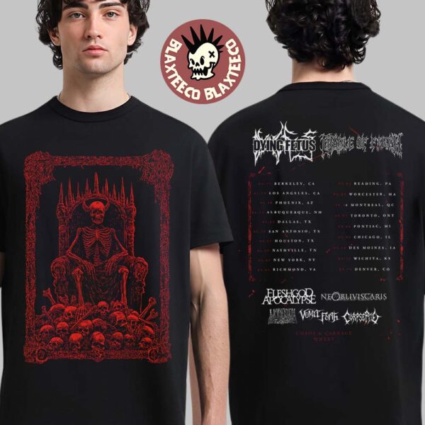 Chaos And Carnage 2025 Tour Merch Red Skull King Two Sided T-Shirt
