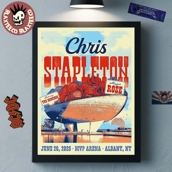 Chris Stapleton Albany New York 2025 Gig Poster At MVP Arena On June 20 2025 Magic Rose Home Decor Poster Canvas