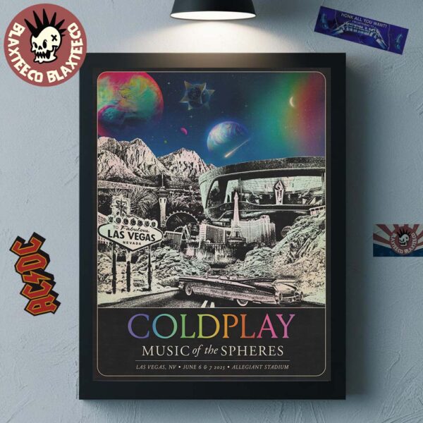Coldplay Music Of Spheres Las Vegas Nevada 2025 Tour Poster At Allegiant Stadium On June 6 And 7 2025 Home Decor Poster Canvas