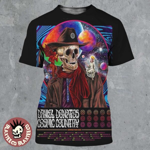 Daniel Donato Cosmic Country Summer Tour 2025 Cosmic Skeleton Cowboy Art With Tour Dates All Over Print Shirt