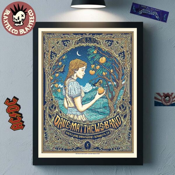 Dave Matthews Band Alpharetta Georgia 2025 Event Poster At Ameris Bank Amphitheatre On June 25 2025 Home Decor Poster Canvas