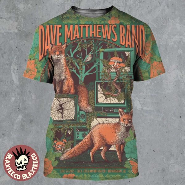 Dave Matthews Band Birmingham Alabama 2025 Event Poster At Coca Cola Amphitheater On June 24 2025 Foxes Art All Over Print Shirt