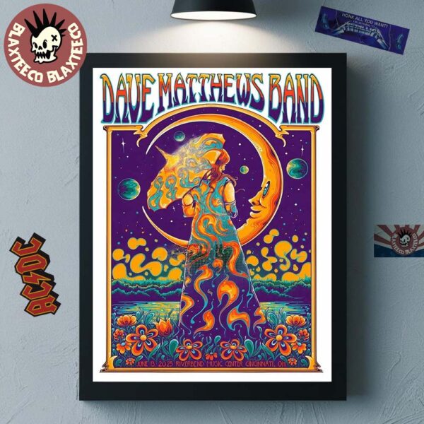 Dave Matthews Band Cincinnati Ohio 2025 Gig Poster At Riverbend Music Center On June 13 2025 Home Decor Poster Canvas