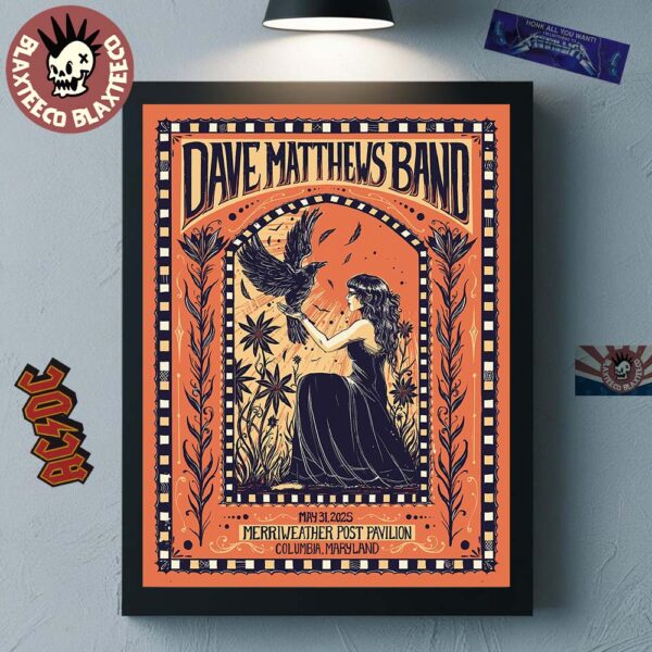 Dave Matthews Band Columbia Maryland 2025 Poster At Merriweather Post Pavilion On May 31 2025 Home Decor Poster Canvas