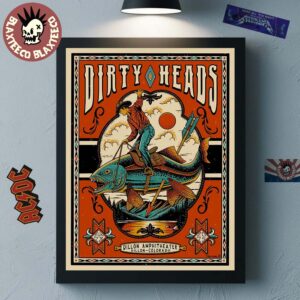 Dirty Heads Dillon Colorado 2025 Gig Poster At Dillon Amphitheater On June 28 2025 Cowboy Riding A Fish Art Home Decor Poster Canvas