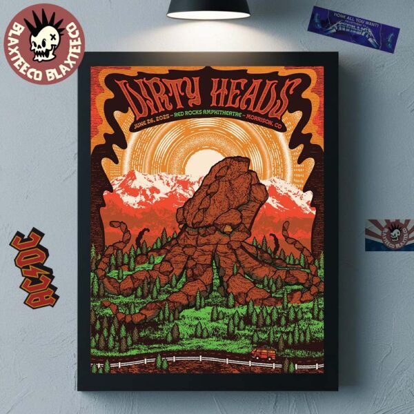 Dirty Heads Morrison Colorado 2025 Gig Poster At Red Rocks Amphitheatre On June 26 2025 The Rock Octopus Art Home Decor Poster Canvas