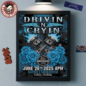 Drivin N Cryin Tampa Florida 2025 Poster 40th Anniversary Tour On June 26 2025 At Skipper’s Smokehouse Home Decor Poster Canvas