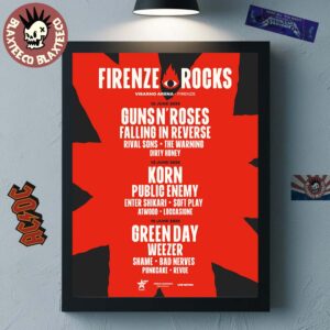 Firenze Rocks Festival 2025 At Visarno Arena From June 12 To 15 2025 Full Lineup Home Decor Poster Canvas