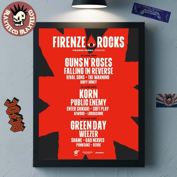 Firenze Rocks Festival 2025 At Visarno Arena From June 12 To 15 2025 Full Lineup Home Decor Poster Canvas