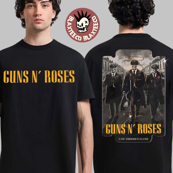 Guns N Roses Birmingham UK 2025 Tour Event Poster At Villa Park On June 23 2025 Peaky Blinders Inspired Razor Art Two Sided T-Shirt