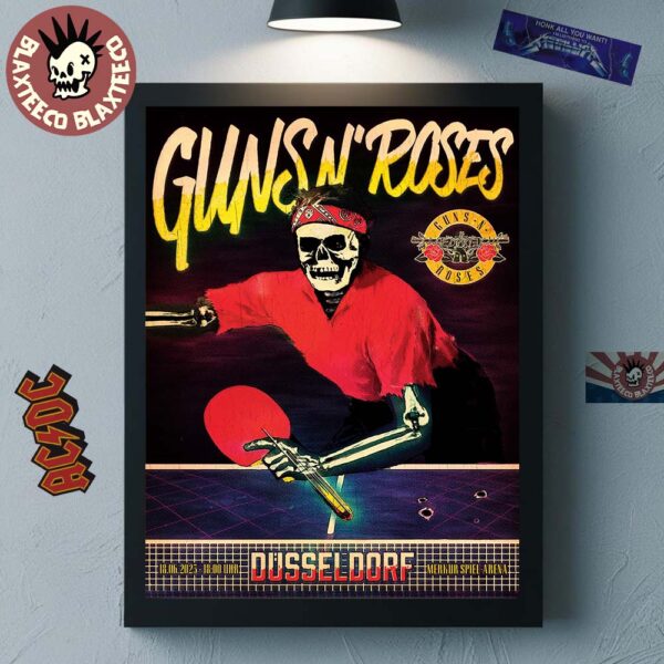 Guns N Roses Dusseldorf 2025 Gig Poster At Merkur Spiel Arena On June 18 2025 Ping Pong Skeleton Art Home Decor Poster Canvas
