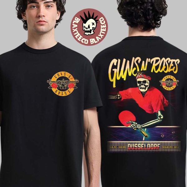 Guns N Roses Dusseldorf 2025 Gig Poster At Merkur Spiel Arena On June 18 2025 Ping Pong Skeleton Art Two Sided Unisex T-Shirt
