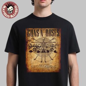 Guns N Roses Firenze Rocks Festival 2025 Gig Poster In Florence Italy On June 12 2025 Vitruvian Man Skeleton Art Unisex T-Shirt