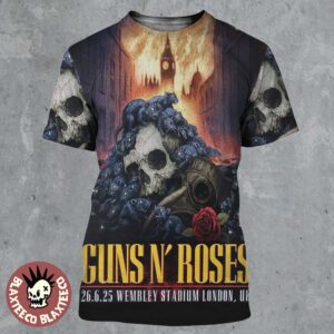 Guns N Roses London UK 2025 Tour Event Poster At Wembley Stadium On June 26 2025 All Over Print Shirt