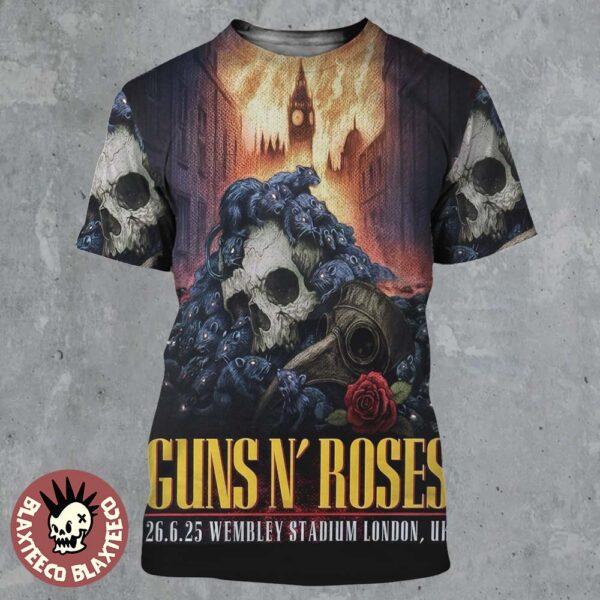 Guns N Roses London UK 2025 Tour Event Poster At Wembley Stadium On June 26 2025 All Over Print Shirt
