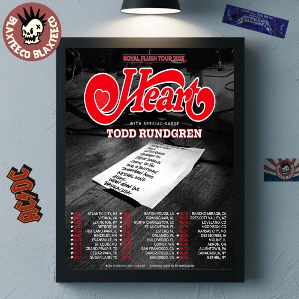 Heart Royal Flush Tour 2025 Schedule Tour Dates Home Decor Poster Canvas